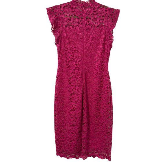 Enfocus Studio Fuchsia Lace  Dress W/ Flutter Sleeves Size 10 dress - Picture 8 of 10